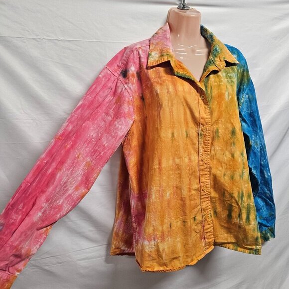 Cotton Citizen Tie Dye Button Up Shirt Women Size L Multicolor Cotton - Picture 5 of 11